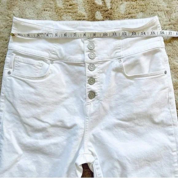 Joie Ultra High Waist Straight Leg Cropped Denim Jeans Button Fly White Size 32 - Picture 3 of 14